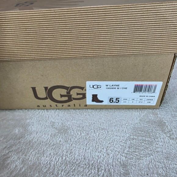 UGG 1002856 Layne 6.5 Brown Fringed Suede Side Zip Ankle Boots Smashed Buffed - Picture 7 of 7